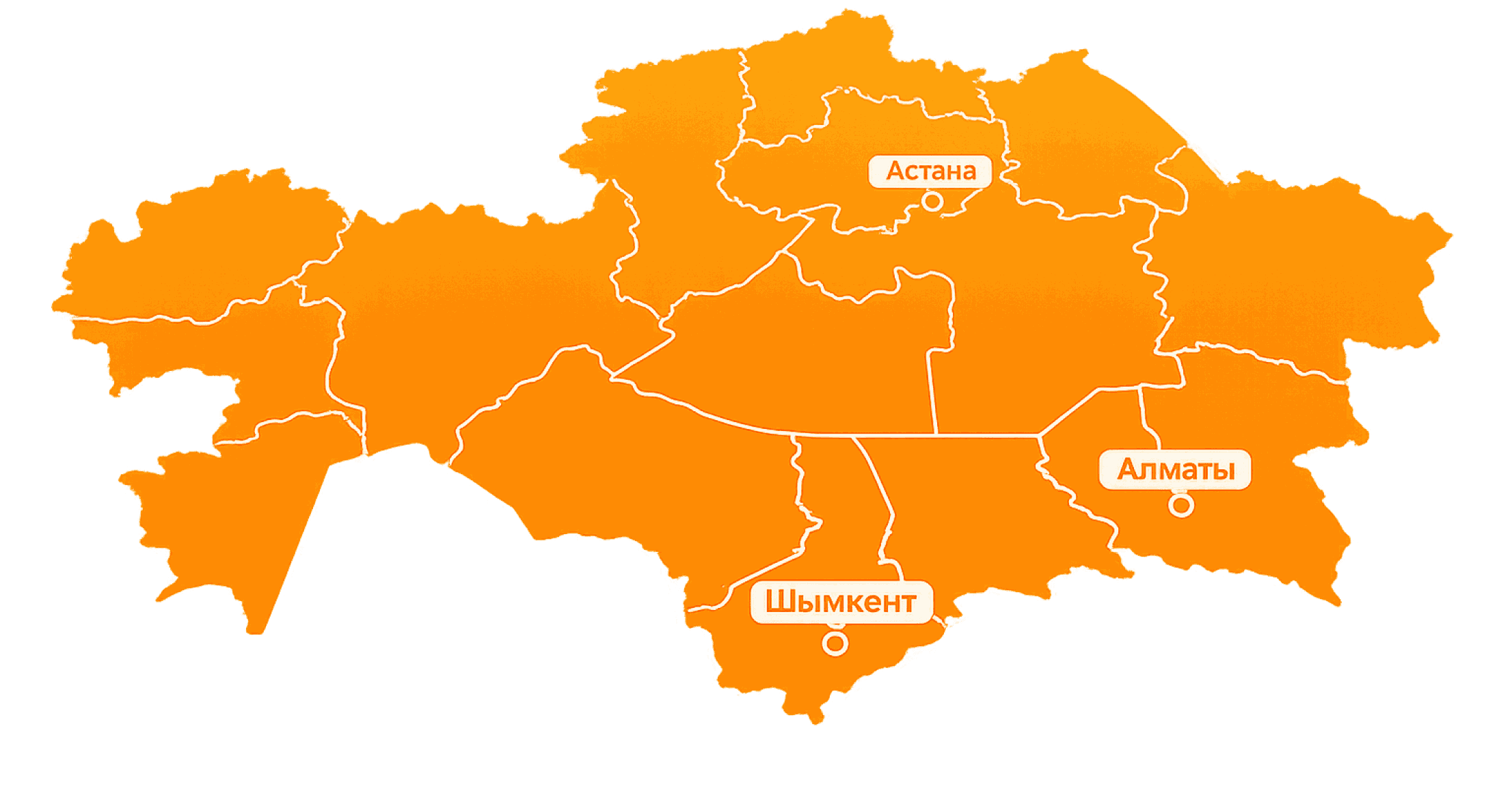 Карта Казахстана: Астана, Алматы, Шымкент